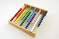 Wooden Abacus Counting Beads Math Educational Counters Toy, Childhood mental health Development frame on white background Royalty Free Stock Photo