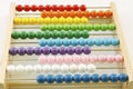 Wooden Abacus Counting Beads Math Educational Counters Toy, Childhood mental health Development frame on white background Royalty Free Stock Photo