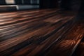 Wooden abstraction. Dark wood flooring. Abstract interior. Selective focus. AI generated Royalty Free Stock Photo