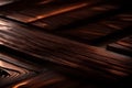 Wooden abstraction. Dark wooden planks. Wooden abstract background. Selective focus. AI generated