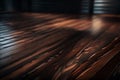 Wooden abstraction. Wooden abstract background. Dark flooring. Abstract interior. Selective focus. AI generated Royalty Free Stock Photo