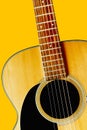 Wooden acoustic guitar isolated closeup Royalty Free Stock Photo