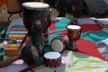 Wooden African djembe drums. Royalty Free Stock Photo