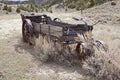 Wooden agriculture manure spreader antique farm implement Royalty Free Stock Photo