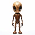 Wooden Alien Character: Isolated Figures In Kubisi Art Style