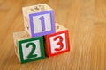 123 wooden alphabet block Royalty Free Stock Photo