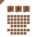 Wooden alphabet blocks with letters and numbers in wood texture area with outline. ABC font for your text message, title or logos Royalty Free Stock Photo