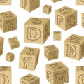 Wooden alphabet blocks pattern Royalty Free Stock Photo