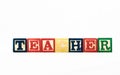 The word Teacher spelled out in toy blocks Royalty Free Stock Photo