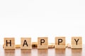 Wooden Alphabet Blocks spelling the word Happy Royalty Free Stock Photo