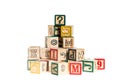 Wooden alphabet blocks,wooden toy cubes Royalty Free Stock Photo