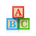 Wooden alphabet cubes with A, B, C letters