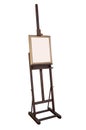 Wooden ancient easel with blank canvas