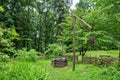 Wooden ancient water well. Halych Ethnography museum, Ukraine