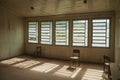 Wooden antique chair and sunlight in a room Royalty Free Stock Photo