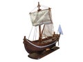 Wooden Antique ship isolated over white