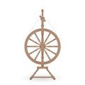 Wooden antique spinning wheel. Vector illustration.