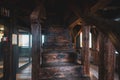 Wooden antique vint twisted staircase to the tower of the royal palace of Nuremberg, Germany