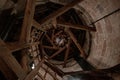 Wooden antique vint twisted staircase to the tower of the royal palace of Nuremberg, Germany