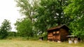 Wooden apiary with beehives