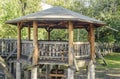 Wooden arbor with bridges of wood. Royalty Free Stock Photo