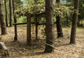 Wooden arbor with camouflage