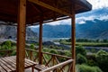 Wooden arbor with a view to Tortum Lake in Erzurum, Uzundere, Turkey