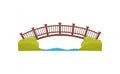 Wooden arch bridge. Walkway across the river. Footbridge made of wood. Flat vector element for map of city park Royalty Free Stock Photo