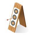 Wooden archery target with arrow center goal achievement dart game entertainment competition sport