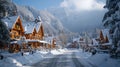 Wooden architecture of Zakopane at winter