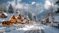 Wooden architecture of Zakopane at winter