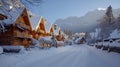 Wooden architecture of Zakopane at winter