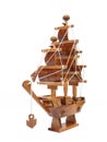 Wooden argosy model on white background Royalty Free Stock Photo