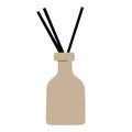 Wooden aroma sticks in a ceramic vase, home aromatherapy. Vector illustration