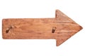 Wooden arrow, the pointer of wood with a wooden gag. Isolated