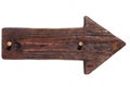 Wooden arrow, the pointer of wood with a wooden gag. Isolated