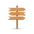 Wooden arrow signs board set. Vector wood signboards plank road