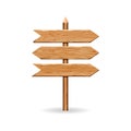 Wooden arrow signs board set. Vector wood signboards plank road