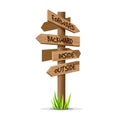 Wooden arrow vector direction signboard