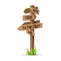 Wooden arrow vector direction signboard