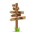 Wooden arrow vector direction signboard