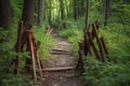 wooden arrows on a forest trail