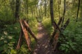 wooden arrows on a forest trail