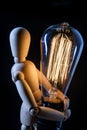 Wooden Art Doll Lightbulb