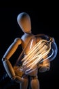 Wooden Art Doll Lightbulb