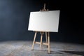 Wooden Artist Easel with White Mock Up Canvas and Palette. 3d Re Royalty Free Stock Photo