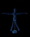 Wooden artist mannequin representation vitruvian man