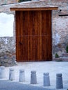 Wooden artistic door on old wall