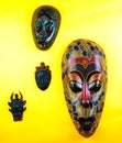 Wooden Asian Mask Studio quality light Royalty Free Stock Photo