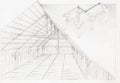 Wooden attic, architectural sketch Royalty Free Stock Photo